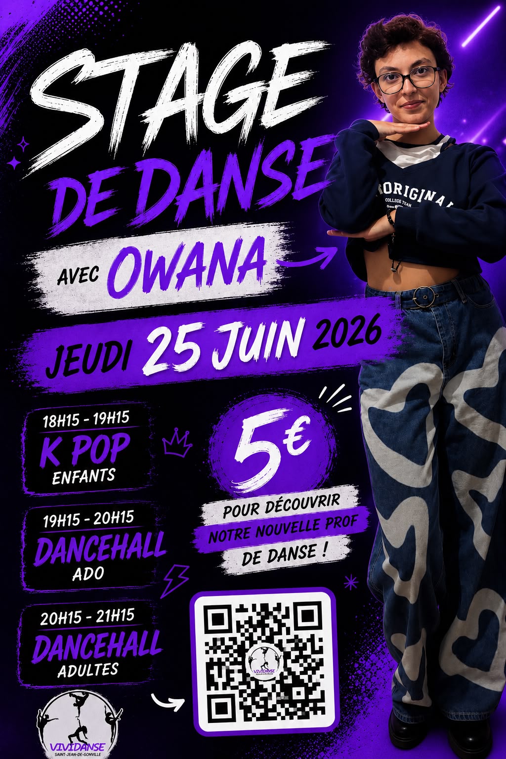 affiche stage de danse avec Owana 25 juin 2026